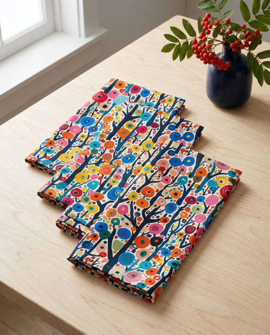 Poppy Forest dinner napkins, set of four, elongated fold