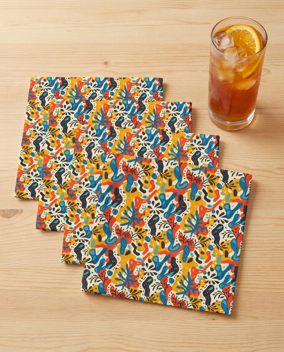 Spice of Life cocktail napkins, set of four, with drink for scale