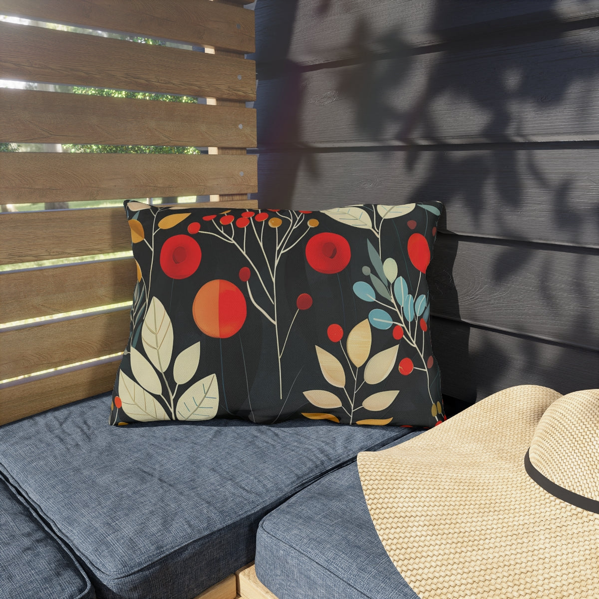 Retro Woodland Whispers outdoor lumbar pillow product view