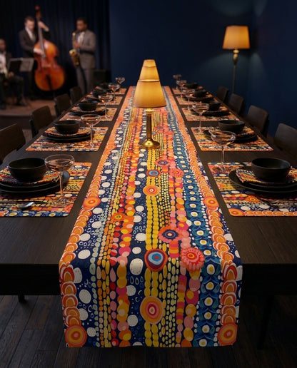 Dotty Delight placemat styled with the matching table runner and napkins