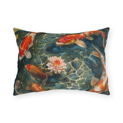 Tranquil Koi Oasis outdoor lumbar pillow product view