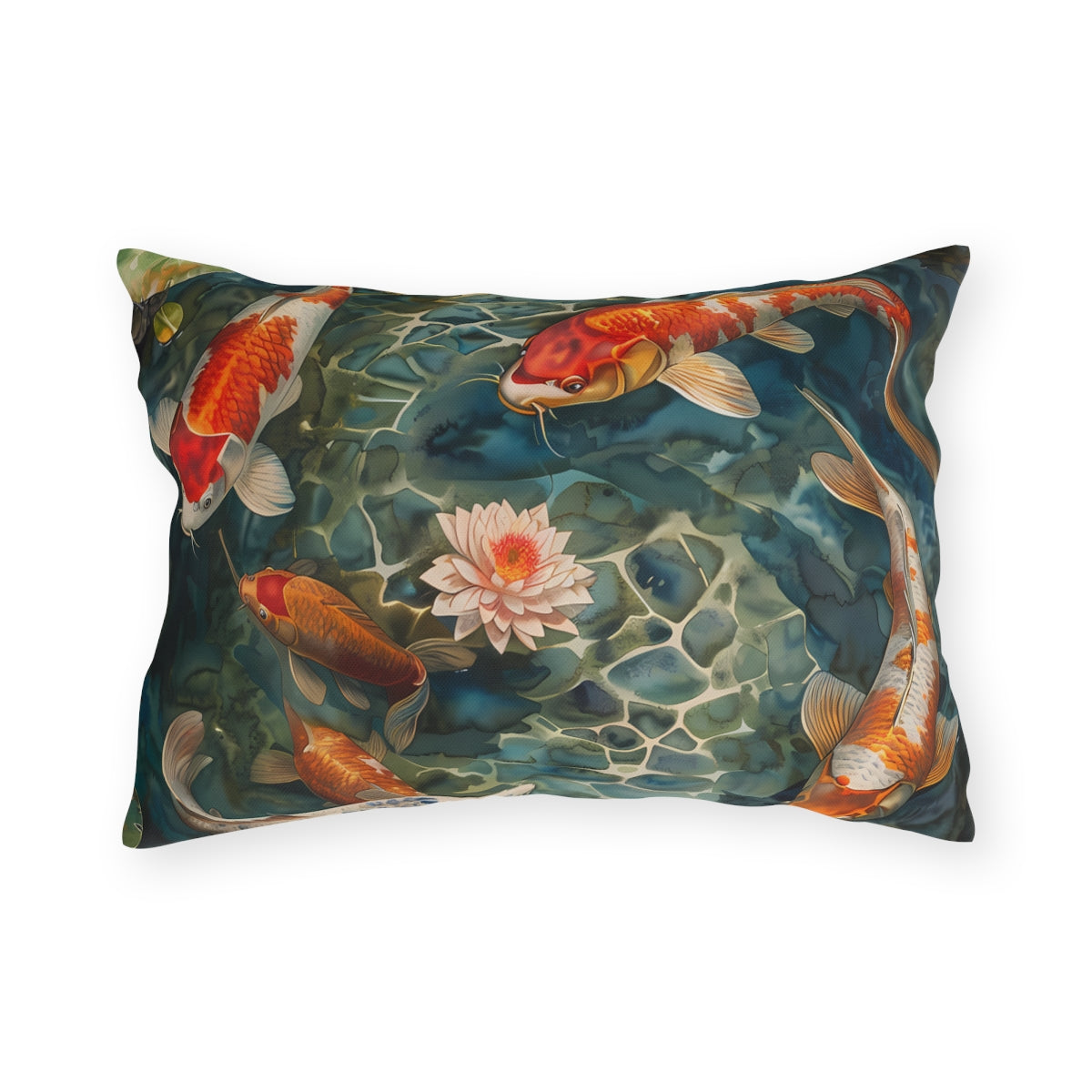 Tranquil Koi Oasis outdoor lumbar pillow product view