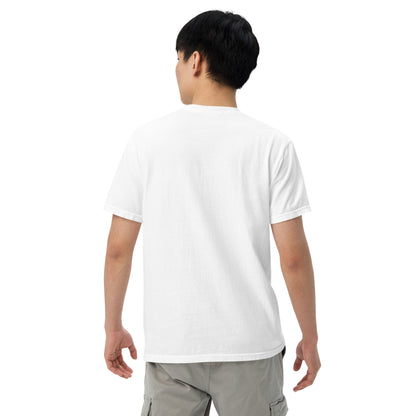 Bliss Road Studios embroidered tee, back view, white, showing the relaxed unisex fit